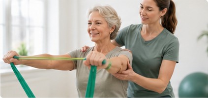 Sanfte physiotherapeutische Bewegung zur Lockerung der Muskulatur